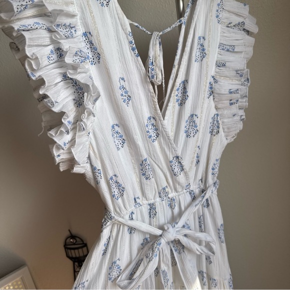 NWT Loves A Floral Metallic Paisley Surplice V-Neck Ruffled Sleeve Tiered Dress - Picture 6 of 10